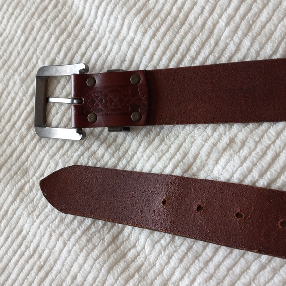 LEE RIVER Belt 8134 Buckle Belt Celtic Design Brown Leather SZ 28 (S) Ireland - Picture 5 of 9
